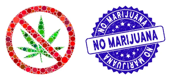 Kollázs száma Marijuana ikon texturált nincs marihuána bélyegző — Stock Vector