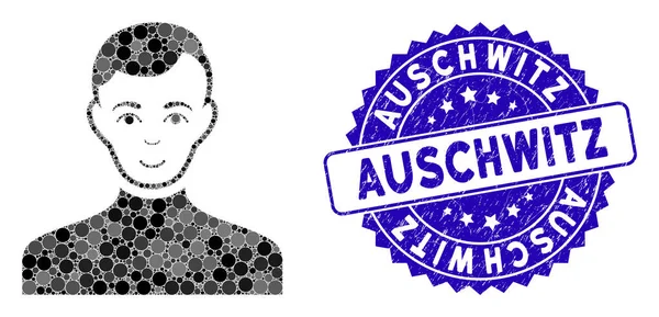 Auschwitz Mührü Çizilmiş Mozaik Erkek Simgesi — Stok Vektör