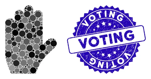 Collage Voting Hand Icono con sello de votación de angustia — Archivo Imágenes Vectoriales
