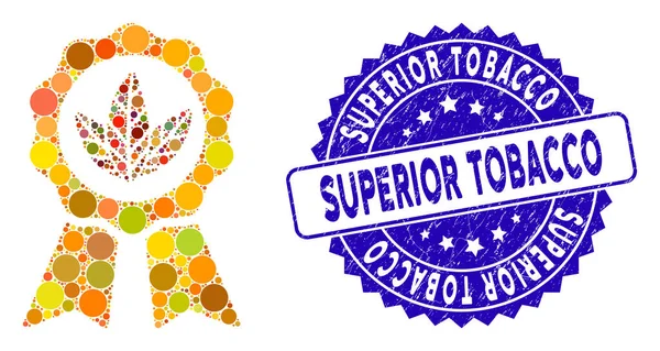 Collage Superior Tobacco Icon with Distress Superior Tobacco Stamp — 스톡 벡터