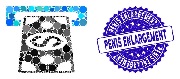 Colagem de dinheiro retirar ícone com Grunge Penis Alargamento selo — Vetor de Stock
