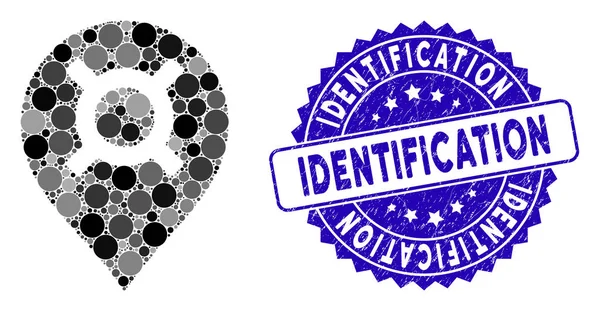 Mosaik Währungskarte Marker-Symbol mit Seenot-Identifikationssiegel — Stockvektor