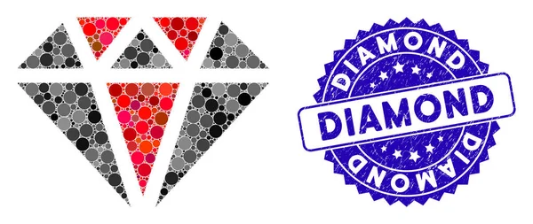 Colage Diamond Icon with Grunge Diamond Stamp — стоковий вектор