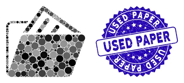 Icono de carpeta de documento Collage con sello de papel usado Grunge — Vector de stock