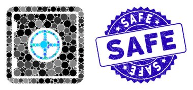 Grunge Güvenli Mühürlü Mozaik Simgesi