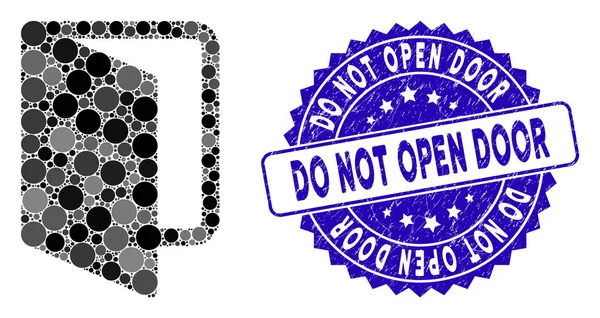 Mosaic Open Door Icon with Scratched Do Not Open Door Seal — Stock Vector