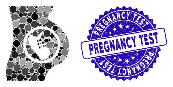 Icona di gravidanza mosaico con francobollo di prova di gravidanza graffiato — Vettoriale Stock