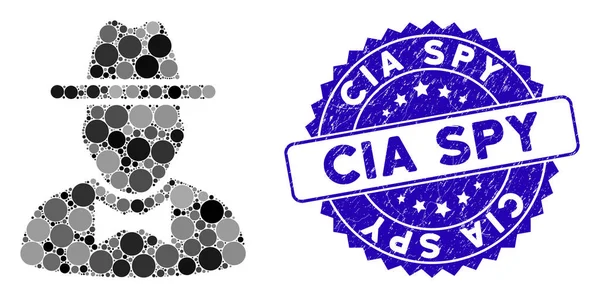 Ψηφιδωτό εικονίδιο κατασκόπων με υφή Cia Spy Seal — Διανυσματικό Αρχείο