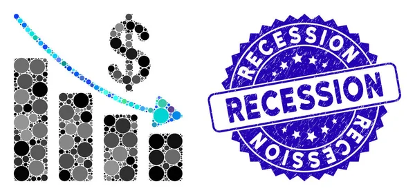 Mosaic recessziós ikon Grunge recessziós bélyegzővel — Stock Vector