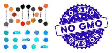 Grunge No Gmo Stamp ile Kolaj Genom Kodu Simgesi