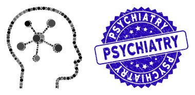 Kolaj Başlığı Psikiyatri Damgalı Beyin Simgesi
