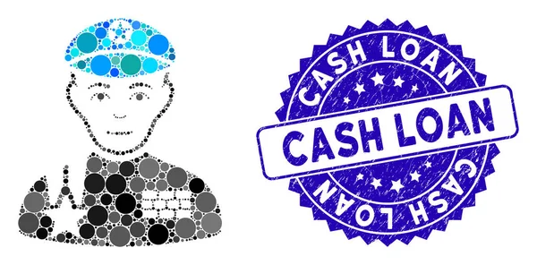 Collage Icône générale de l'armée avec sceau Grunge Cash Loan — Image vectorielle