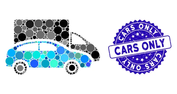 Collage Cars Icono con Scratched Cars Solo Sello — Vector de stock