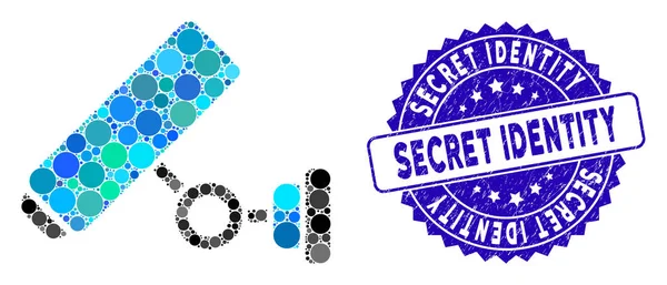 Mozaik Cctv Kamera ikon texturált titkos azonosító bélyegző — Stock Vector