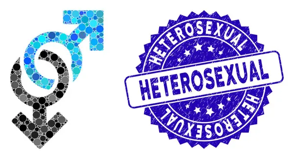 Mosaic Gay Symbol Icon with Distress Heterosexual Seal — Stock Vector
