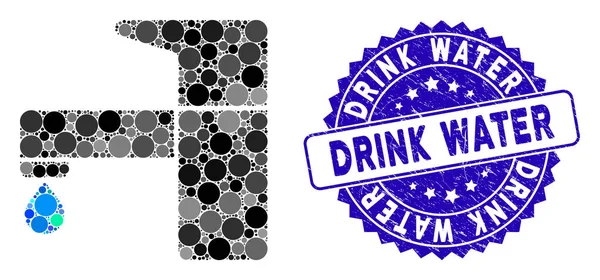 Collage Keuken Tap Icon met krab Drinkwater Seal — Stockvector