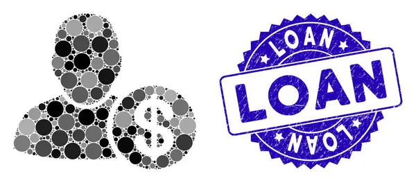 Collage Loan User Icon met Distress Loan Seal — Stockvector