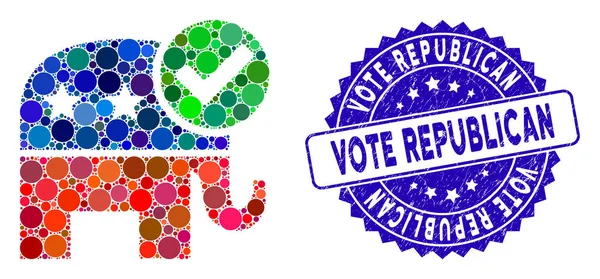 Voto collage Icona repubblicana con francobollo repubblicano voto di disagio — Vettoriale Stock
