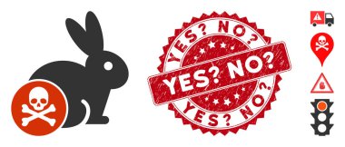 Rabbit Toxin Icon with Textured Yes Question No Question Stamp