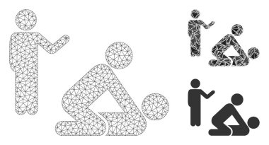 Seks Eğitmeni Vektör Ağ Modeli ve Üçgen Mozaik Simgesi