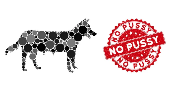 Mosaïque chienne chien icône avec texturé aucune chatte timbre — Image vectorielle