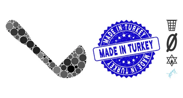 Mosaic Scoop Icon with Textured Made in Turkey Stamp — стоковий вектор