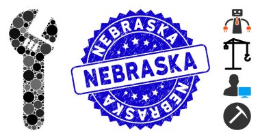 Desenli Nebraska Mühürlü Mozaik Anahtarı Simgesi