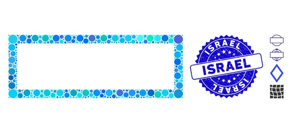 Mosaic Rectangle Frame Icon with Distress Israel Stamp — 스톡 벡터