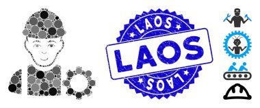 Kolaj Tamircisi Simgesi ile desenli Laos Damgası