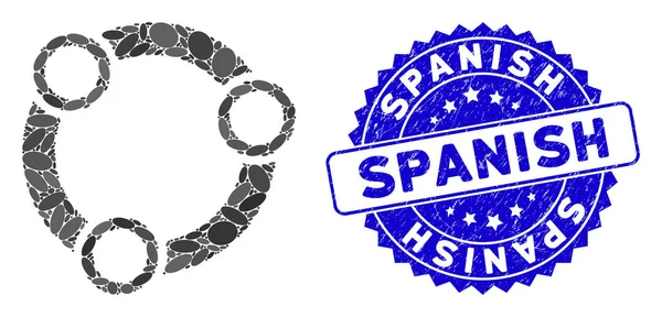 Icône de la communauté mosaïque avec timbre espagnol rayé — Image vectorielle