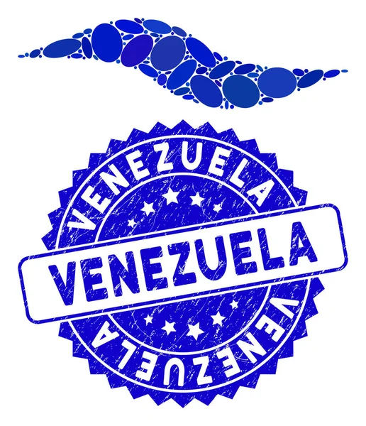 Collage Wave Shape Icono con Distress Venezuela Seal — Archivo Imágenes Vectoriales