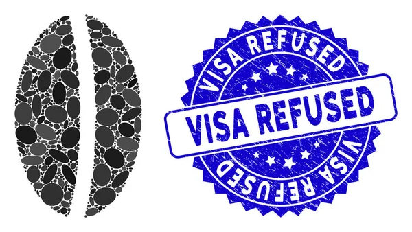 Kollázs Búza mag ikon texturált Visa elutasított bélyegző — Stock Vector