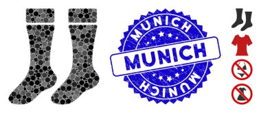 Kolaj Çorap Simgesi ve Grunge Münih Mührü