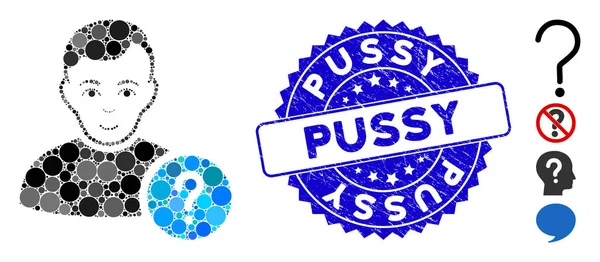 Collage User Status Icon mit Grunge Pussy Stempel — Stockvektor