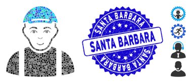 Çizik Santa Barbara Damgalı Mozaik İşçi Simgesi