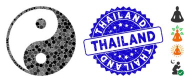 Tırmalanmış Tayland pullu Yin Yang Simgesi