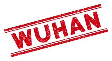 İleti ve Çift Satırlı Grunge Wuhan Damgası