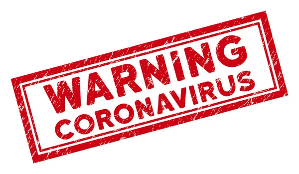 Duplo Framed Scratched Warning Coronavirus Rectangle Stamp — Vetor de Stock