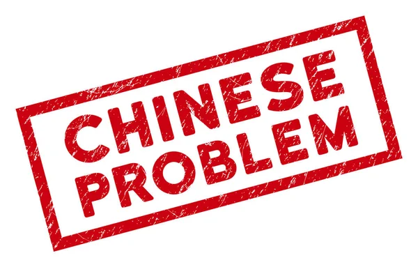Sello rectangular de problema chino rayado enmarcado — Vector de stock