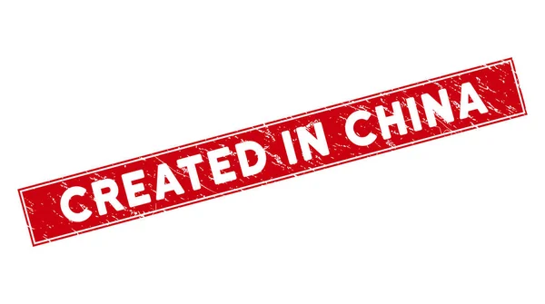 Red Distress Gemaakt in China Rechthoek Stempel — Stockvector