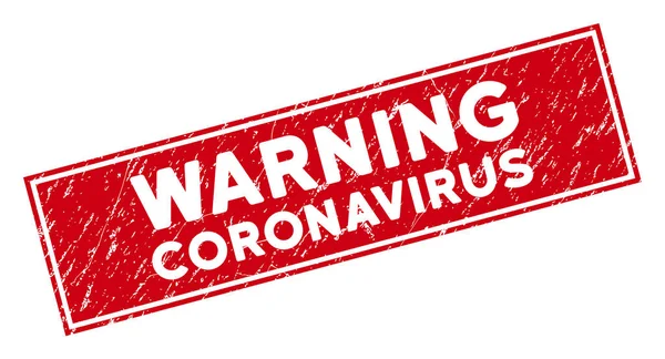 Red Grunge Warnung Coronavirus rechteckige Marke — Stockvektor