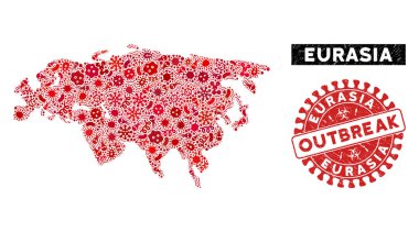 Grunge Salgını Mühürlü Grip Kolajı Avrasya Haritası