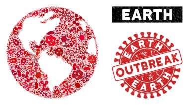 Grunge Salgını Mührü ile Dünya Salgın Kolajı