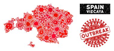 Salgın Mozaik Vizcaya Eyaleti Haritası Çizilmiş Salgın Mührü