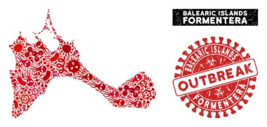 Salgın Kolajı Formentera Adası Tehlike Damgalı Haritası