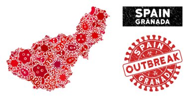 Salgın Kolajı Granada Bölgesi Dokulu Salgın Mührü Haritası