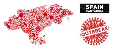 Virüslü Kolaj Cantabria Eyaleti Tehlike Salgını Mührü Haritası