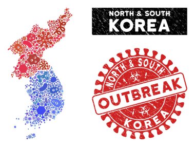 Salgın Kolajı Kuzey ve Güney Kore Tehlike Mührü Haritası