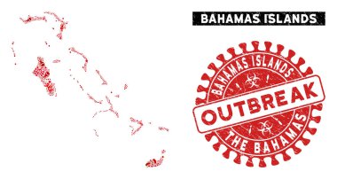 Virüs Kolajı Bahamalar Adaları Çizilmiş Salgın Mührü Haritası