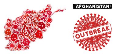 Enfeksiyon Mozaik Afganistan Haritası Doku Salgını Filigranı
